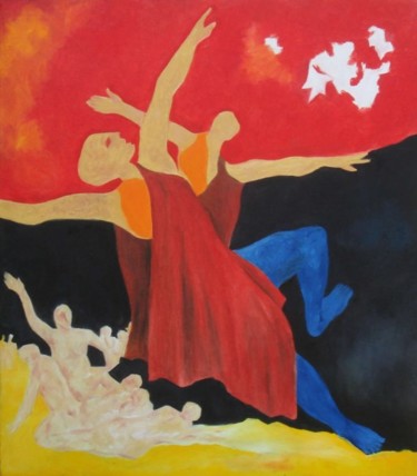 Painting titled "Tibatans Freedom st…" by Lk, Original Artwork, Oil