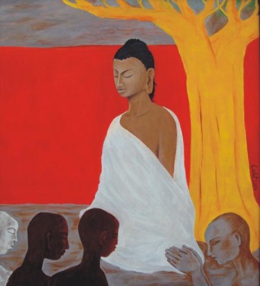 Painting titled "Buddha enlightenment" by Lk, Original Artwork, Oil