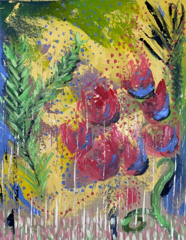 Картина под названием "Le Petit Jardin" - Laura Velásquez, Подлинное произведение искусства, Акрил