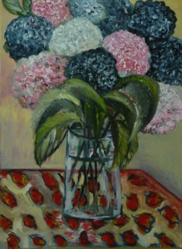 Painting titled "Hydrangeas" by Lalleh Mahloudji, Original Artwork