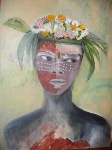 Peinture intitulée "YOUNG PAINTED GIRL…" par Lalleh Mahloudji, Œuvre d'art originale, Huile