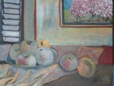 Painting titled "INTERIOR WITH FRUITS" by Lalleh Mahloudji, Original Artwork