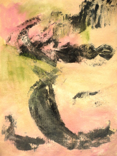 Painting titled "improvisation XII" by Martine Lallement, Original Artwork, Watercolor Mounted on Cardboard
