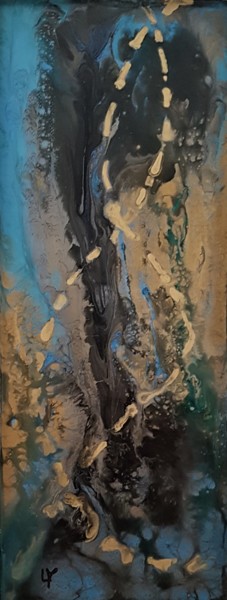 Painting titled "Pièce unique" by Martine Lallement, Original Artwork, Oil Mounted on Wood Panel