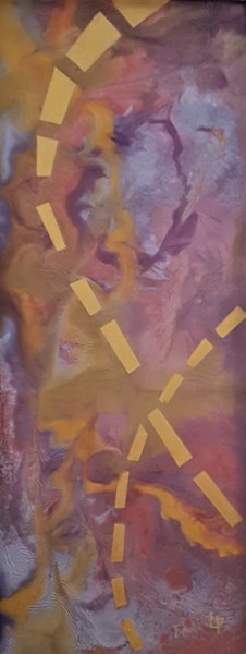 Peinture intitulée "Points de repère" par Martine Lallement, Œuvre d'art originale, Huile Monté sur Panneau de bois