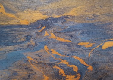 Painting titled "Rivages" by Martine Lallement, Original Artwork, Oil Mounted on Wood Panel