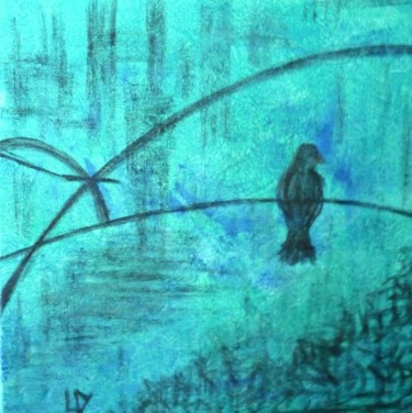 제목이 "L'oiseau dans la vi…"인 미술작품 Martine Lallement로, 원작, 아크릴 나무 들것 프레임에 장착됨
