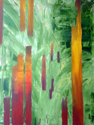 Картина под названием "Tropiques" - Martine Lallement, Подлинное произведение искусства, Акрил Установлен на Деревянная рама…