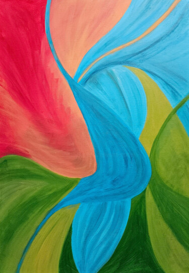 Pintura titulada "Volutes colorées" por Martine Lallement, Obra de arte original, Acrílico Montado en Bastidor de camilla de…