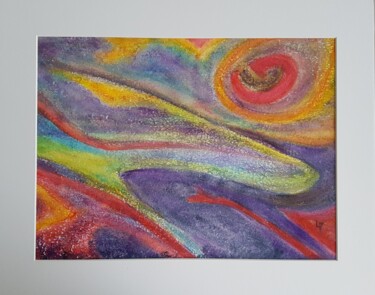 Painting titled "Coup de soleil" by Martine Lallement, Original Artwork, Watercolor Mounted on Cardboard