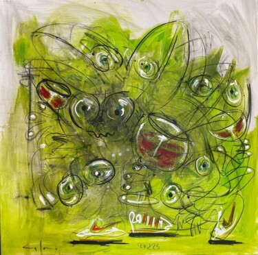 Malerei mit dem Titel "The Fly Bacanale" von Lalo Sánchez De Valle, Original-Kunstwerk, Öl