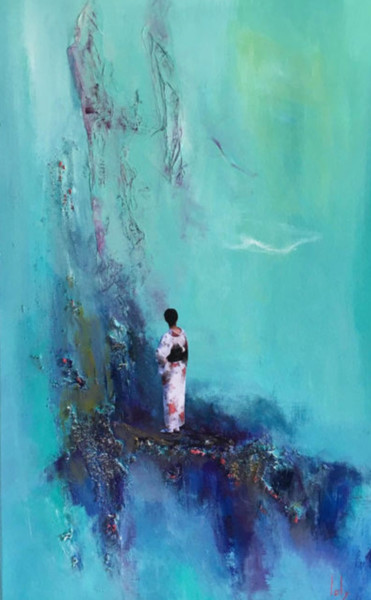 Painting titled "Waterfall's Murmur…" by Geraldine Laly, Original Artwork, Oil
