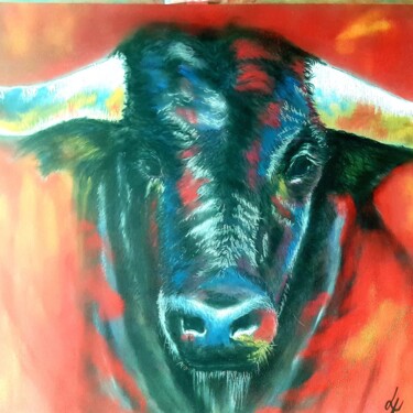 Desenho intitulada "TAUREAU" por Lalyart, Obras de arte originais, Pastel Montado em Outro painel rígido