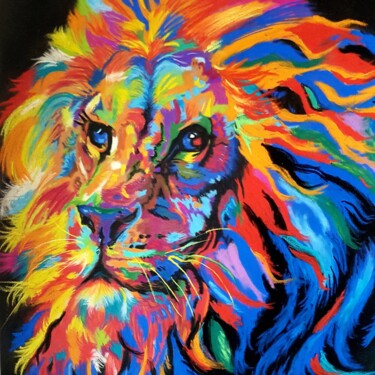 Dibujo titulada "LION" por Lalyart, Obra de arte original, Pastel