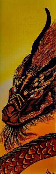 Pintura intitulada "SMOG Le Dragon de F…" por Lalyart, Obras de arte originais, Tinta Montado em Armação em madeira