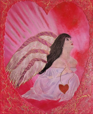 Malerei mit dem Titel "ANGE DE L AMOUR ETE…" von Lalyart, Original-Kunstwerk, Pastell Auf Keilrahmen aus Holz montiert