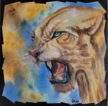 Painting titled "INSTINCT" by Lalyart, Original Artwork, Pastel Mounted on Wood Stretcher frame