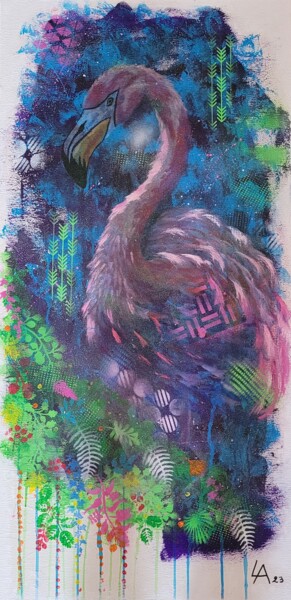 Peinture intitulée "FLAMENGO" par Lalyart, Œuvre d'art originale, Pastel Monté sur Châssis en bois