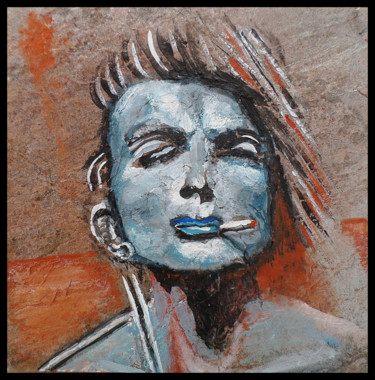 Peinture intitulée "Femme en bleu No2" par Lam, Œuvre d'art originale, Acrylique