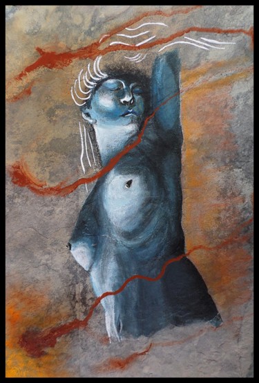 Peinture intitulée "Femmes en bleu No 6" par Lam, Œuvre d'art originale, Acrylique