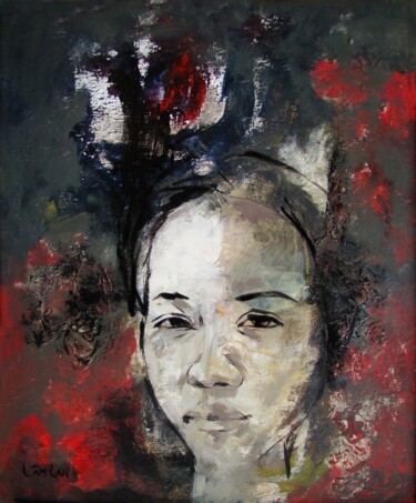 Peinture intitulée "Chân dung tự họa" par Lâm Lan, Œuvre d'art originale, Huile