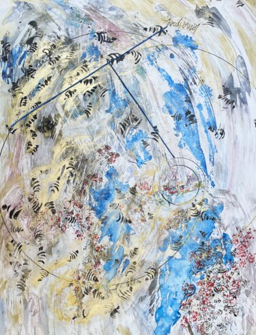 Peinture intitulée "le circuit des abei…" par Danielle Lamaison, Œuvre d'art originale, Aquarelle Monté sur Châssis en bois