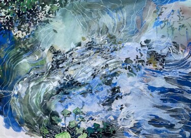 Peinture intitulée "eaux vives  BLEUES" par Danielle Lamaison, Œuvre d'art originale, Aquarelle