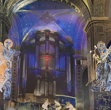 Pittura intitolato "orgue de saint vinc…" da Danielle Lamaison, Opera d'arte originale, Fotomontaggio Montato su Metallo