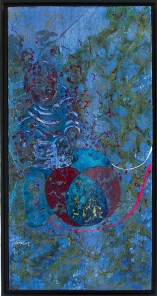 Painting titled "plumbago 2" by Danielle Lamaison, Original Artwork, Acrylic