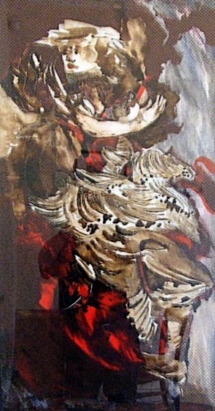 Painting titled "femme oiseau" by Danielle Lamaison, Original Artwork, Ink