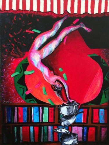 Peinture intitulée "quel cirque !" par Danielle Lamaison, Œuvre d'art originale, Acrylique