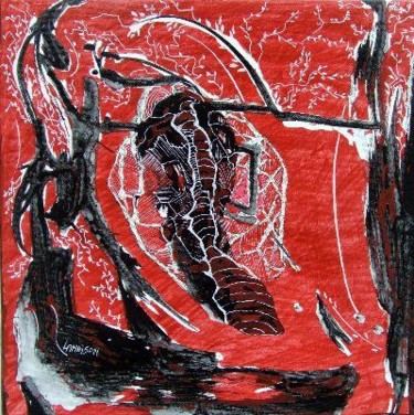 Peinture intitulée "mue de cigale" par Danielle Lamaison, Œuvre d'art originale, Acrylique