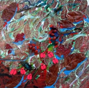 Peinture intitulée "feuilles" par Danielle Lamaison, Œuvre d'art originale, Encre