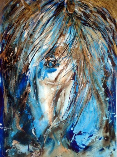 Schilderij getiteld "cheval" door Danielle Lamaison, Origineel Kunstwerk, Inkt