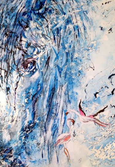 Malerei mit dem Titel "cheval d'eau" von Danielle Lamaison, Original-Kunstwerk, Tinte