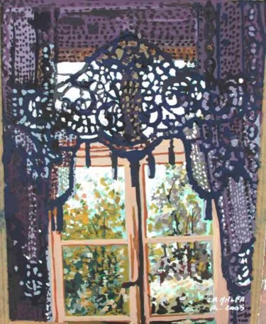 Peinture intitulée "fenêtre sur jardin" par Rosario La Malfa, Œuvre d'art originale, Huile