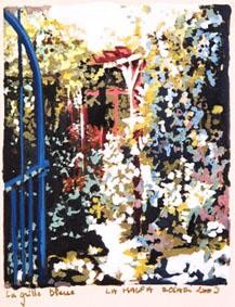Peinture intitulée "La grille bleue" par Rosario La Malfa, Œuvre d'art originale, Huile