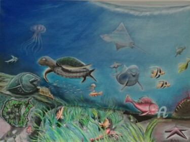 Pintura intitulada "Immersione marina (…" por La-Marks, Obras de arte originais, Acrílico