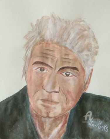 Schilderij getiteld "Luciano Ligabue" door La-Marks, Origineel Kunstwerk, Acryl