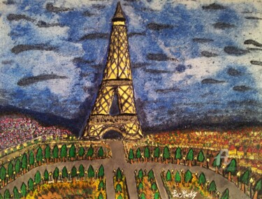 Painting titled "Torre Eiffel (vista…" by La-Marks, Original Artwork, Acrylic