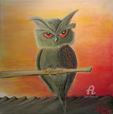「The Owl.jpg」というタイトルの絵画 La-Marksによって, オリジナルのアートワーク, アクリル