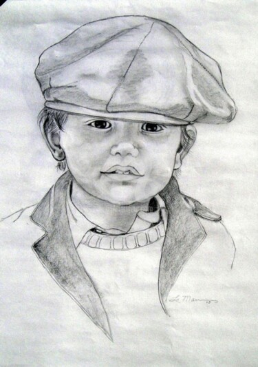 Drawing titled "boy with a hat" by Lamarr, Original Artwork