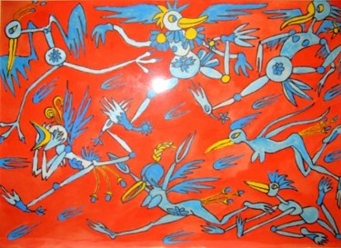 Картина под названием "Бегство в потоке кр…" - Леонид Максимов, Подлинное произведение искусства, Другой