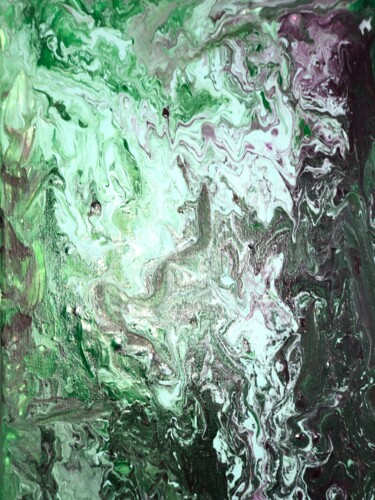 Painting titled "Cascade Émeraude" by Lambrini Mimigianni, Original Artwork, Acrylic