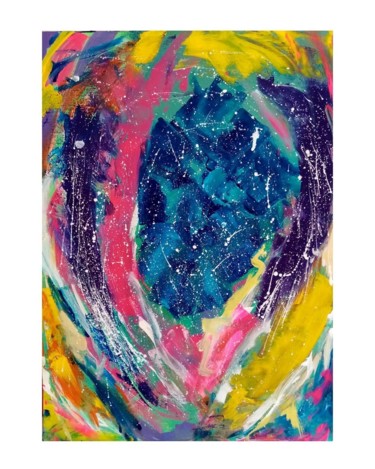 Картина под названием "Abstract - Colorful…" - Lamia Eda Kula, Подлинное произведение искусства, Акрил
