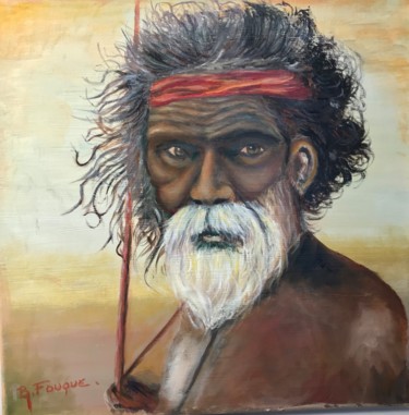 Peinture intitulée "aborigene mon ami" par Bernard Fouque, Œuvre d'art originale, Huile