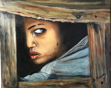 Peinture intitulée "Enfance volée" par Bernard Fouque, Œuvre d'art originale, Huile