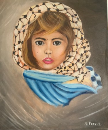 Painting titled "Fillette de palesti…" by Bernard Fouque, Original Artwork, Oil