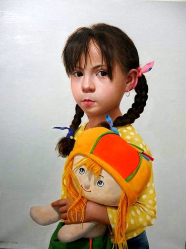 Pintura titulada "LA POUPEE MIMI" por Lamine Azzouzi, Obra de arte original, Oleo