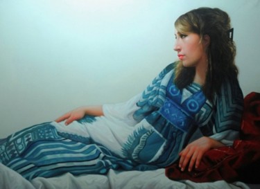 Painting titled "Relaxation" by Lamine Azzouzi, Original Artwork, Oil